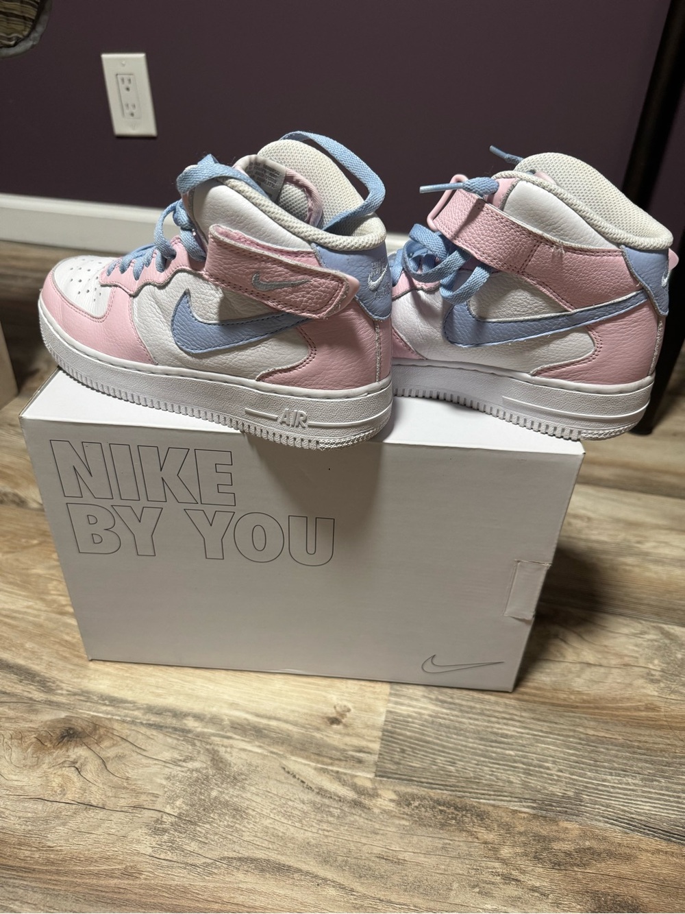Nike Kids High-Top Sneakers - Pink, Light Blue & White